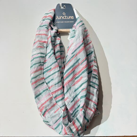 Juncture Infinity Scarf Womans White Pink Baby Blue NWT - Picture 1 of 5